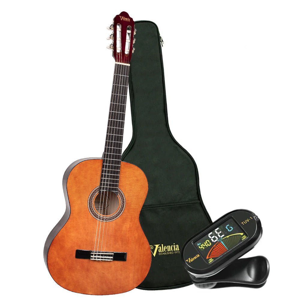 Valencia - 100 Series 4/4 Classical Pack Gloss Classical Guitars Sky Music