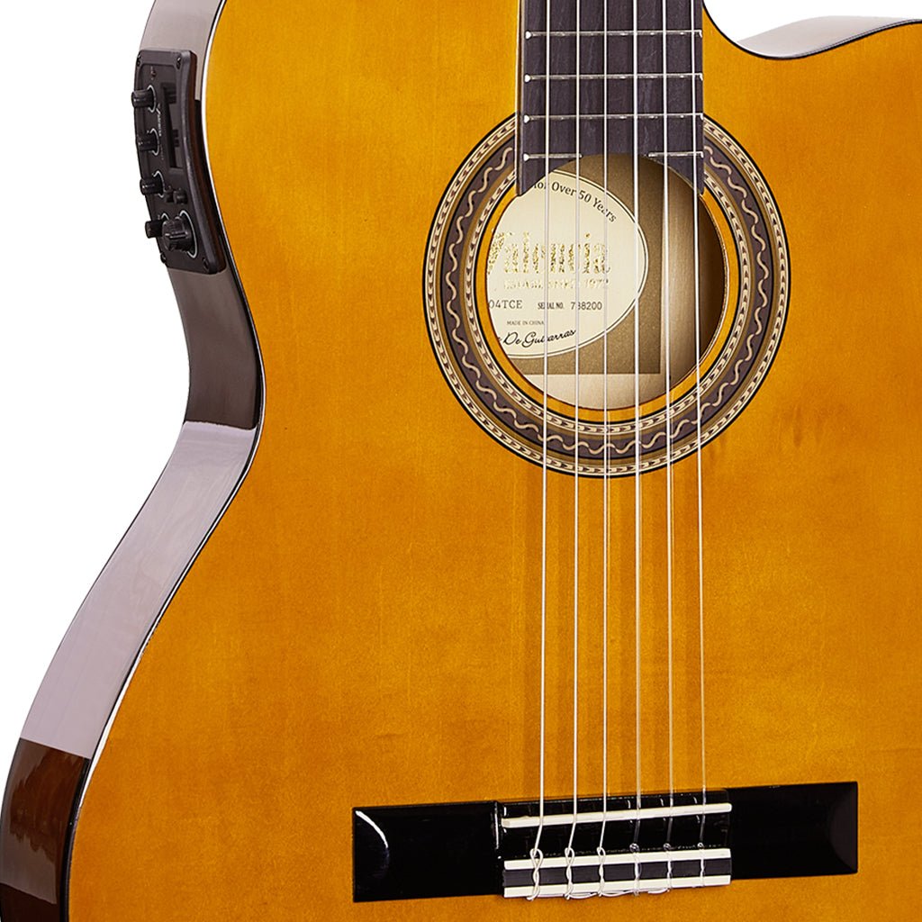 Valencia VC104HTCE Hybrid Neck Thin Body Classical/Electric Guitar - Natural Classical Guitars Sky Music