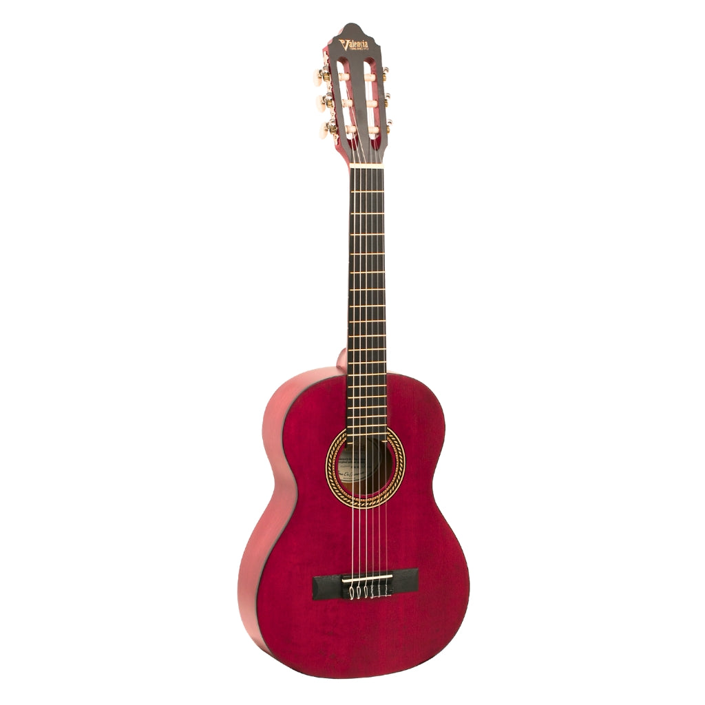 Valencia - 200 Series 1/2 Size Classical Guitar - Transparent Wine Red