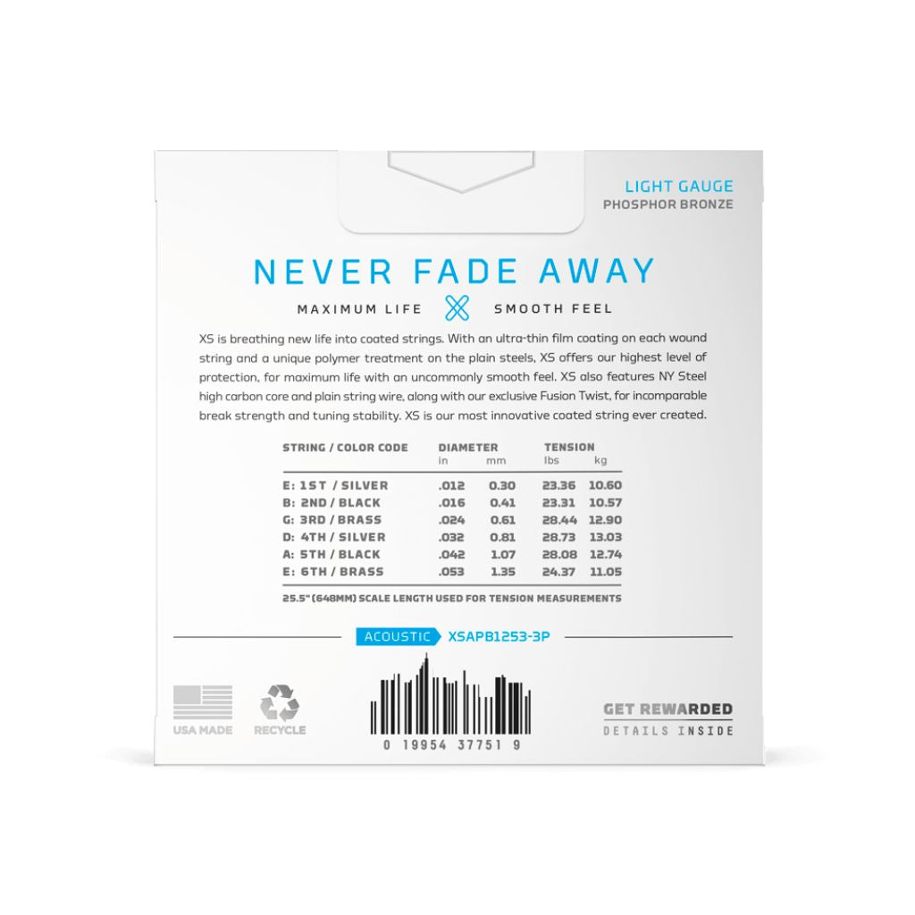 D'Addario - XS 3 Pack Phosphor Bronze - 12-53