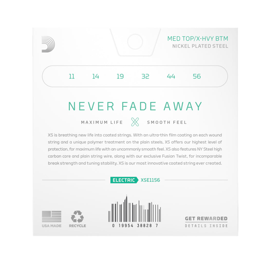 D’Addario 11 56 Medium Top Extra Heavy Bottom Coated Electric Guitar Strings