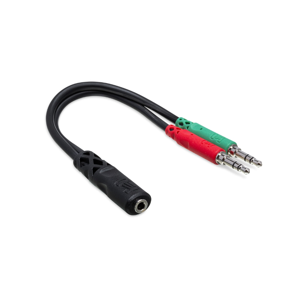Hosa - 3.5 mm TRRSF to Dual 3.5 mm TRS - Headset/Mic Breakout Cable