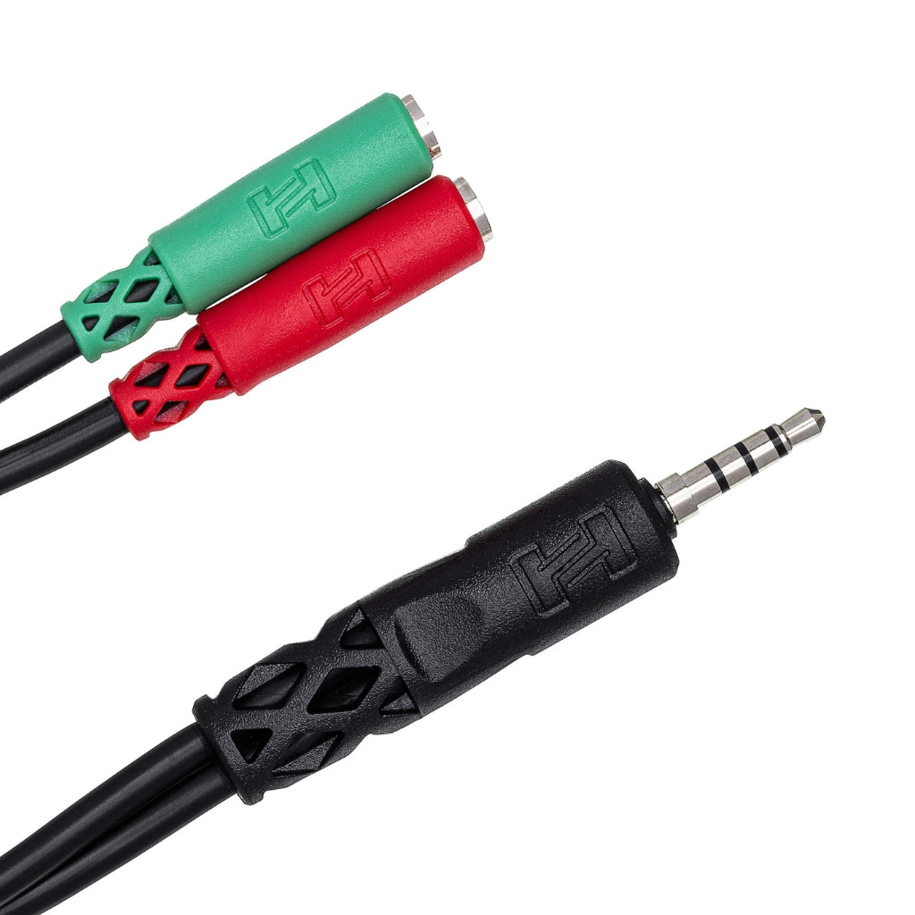 Hosa Technology 3.5 mm TRRS to Dual 3.5 mm TRSF Headset/Mic Breakout Cable