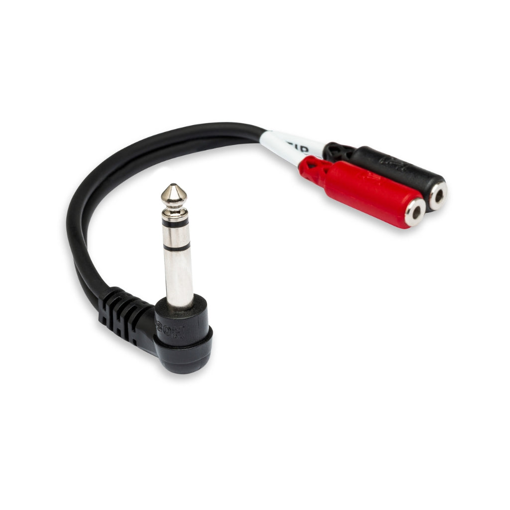 Hosa - Right-angle 1/4 in TRS to Dual 3.5 mm TRSF - Stereo Breakout