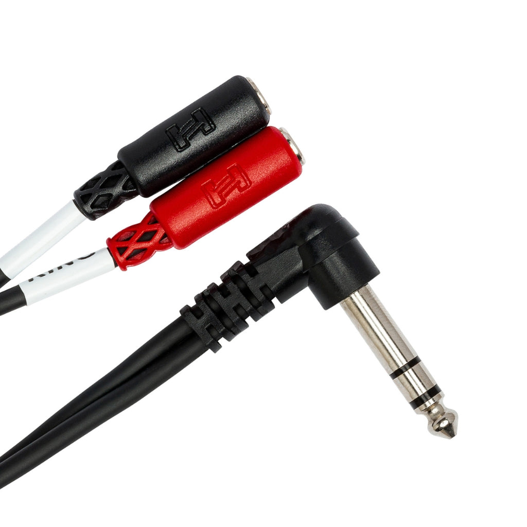 Hosa - Right-angle 1/4 in TRS to Dual 3.5 mm TRSF - Stereo Breakout