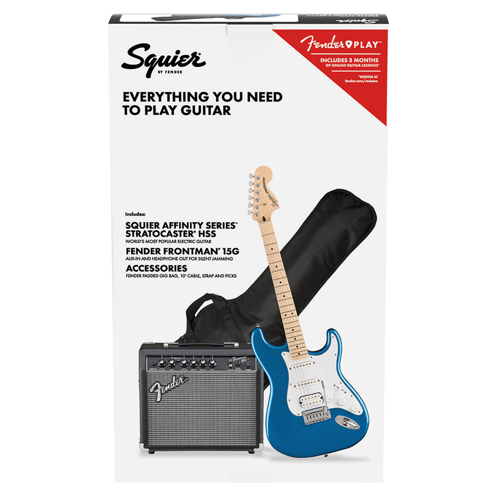 Squire Affinity Series Stratocaster HSS Pack Maple Fingerboard Lake Placid Blue Gig Bag 15G 240V AU