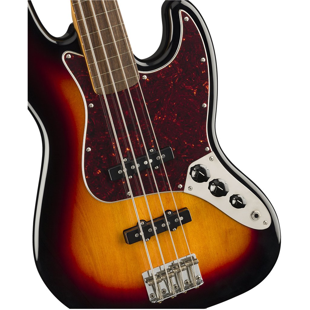 Squier Classic Vibe 60s Jazz Fretless Bass - 3 Tone Sunburst - Laurel Fretboard