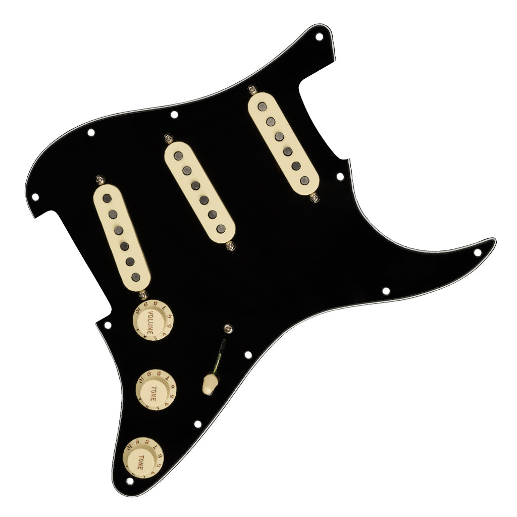 Fender Pre Wired Strat Pickguard Custom Shop Fat 50s SSS Black 11 Hole PG