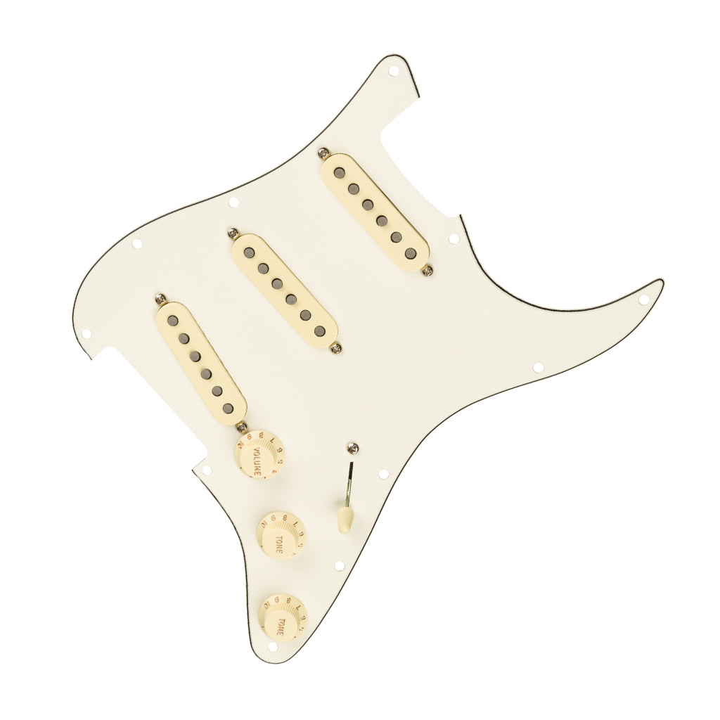 Fender Pre Wired Strat Pickguard Tex Mex SSS Parchment 11 Hole PG