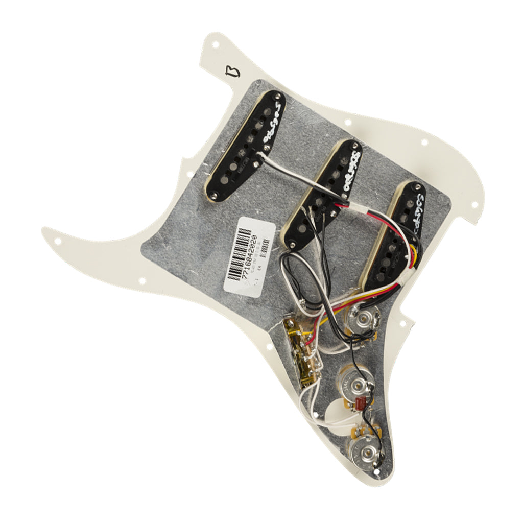 Fender Pre Wired Strat Pickguard Tex Mex SSS Parchment 11 Hole PG