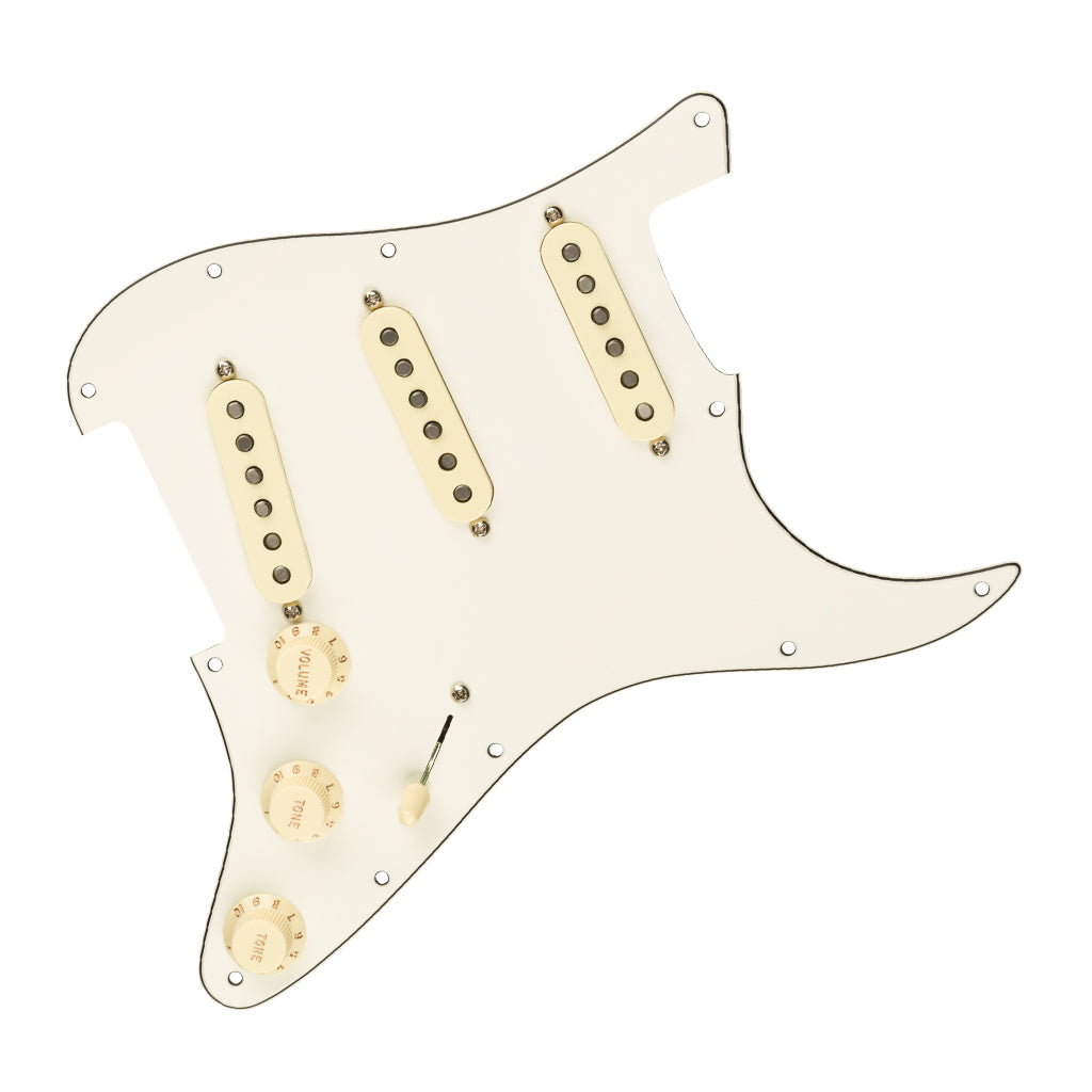 Fender Pre Wired Strat Pickguard Original 57 62 SSS Parchment 11 Hole PG