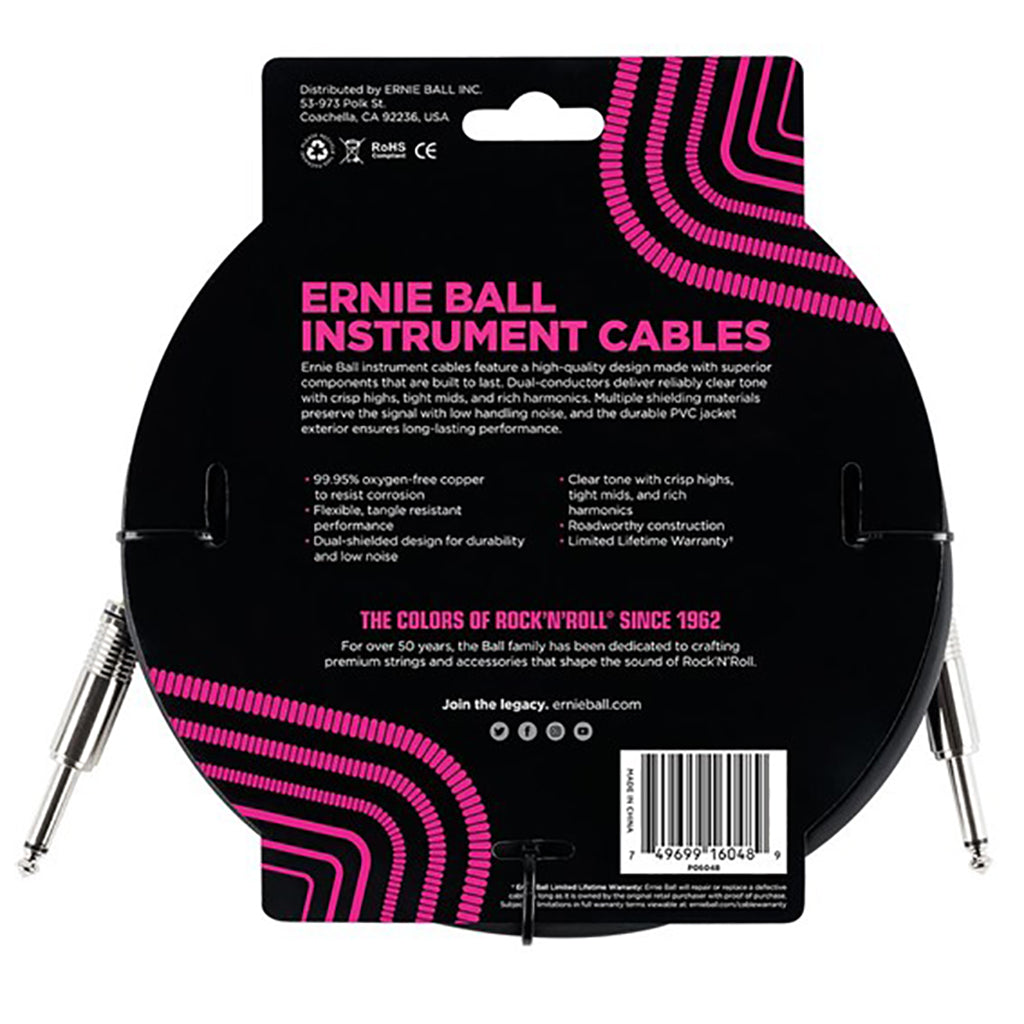Ernie Ball E6048 - Instrument Cable 10" S/S - Black