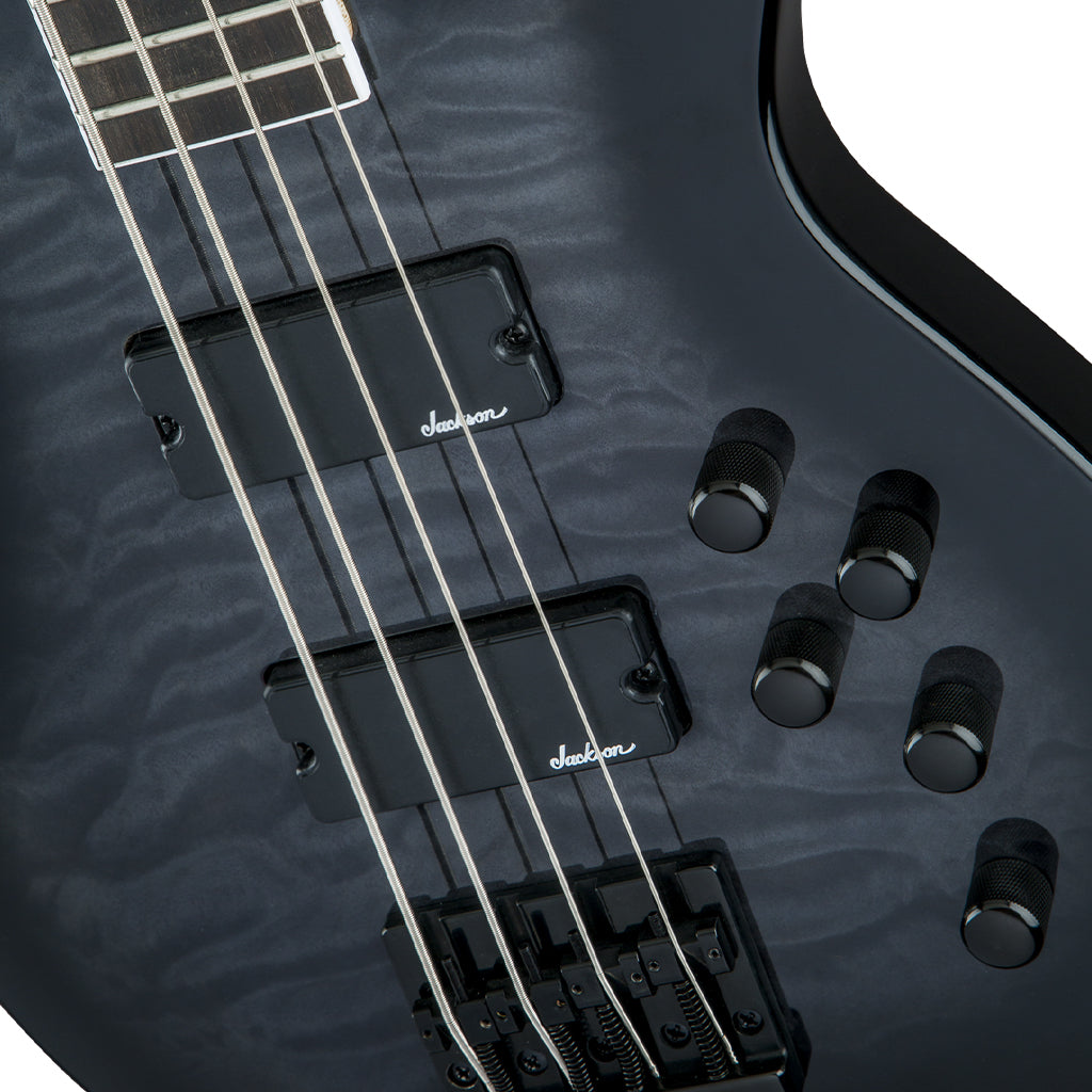 Jackson JS Series Concert Bass JS3Q Amaranth Fingerboard Transparent Black Burst