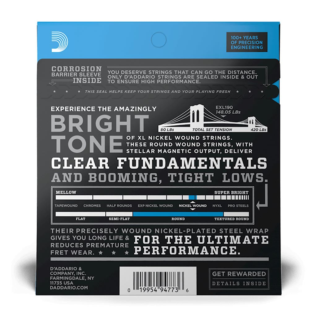 D'Addario - EXL190 - 40-100 Long Scale - Bass Strings