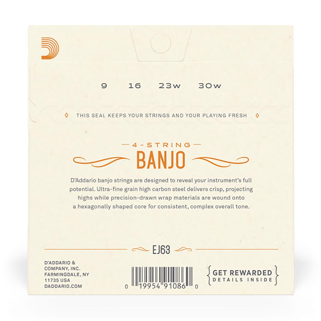 D'Addario - EJ63 - Nickel Banjo Tenor Strings - Banjo Strings