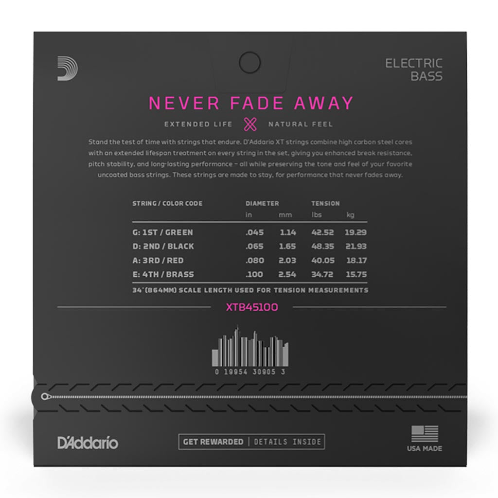 D'Addario - XTB45100 - XT Bass Nickel 45-100 Long Scale - Bass Strings