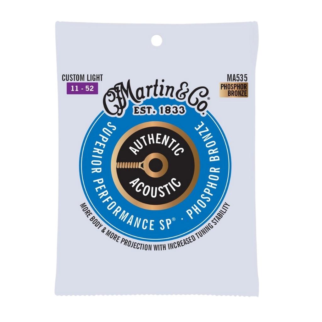 Martin MA535 Authentic SP 92/8 Custom Light Phosphor Bronze Acoustic Guitar Strings 11 52
