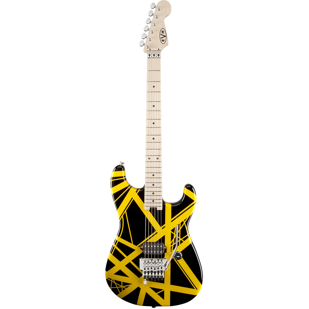 EVH Striped Series Black with Yellow Stripes Hero