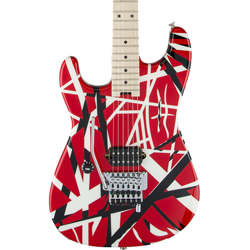 EVH Striped Series Left Handed Red Black White Hero