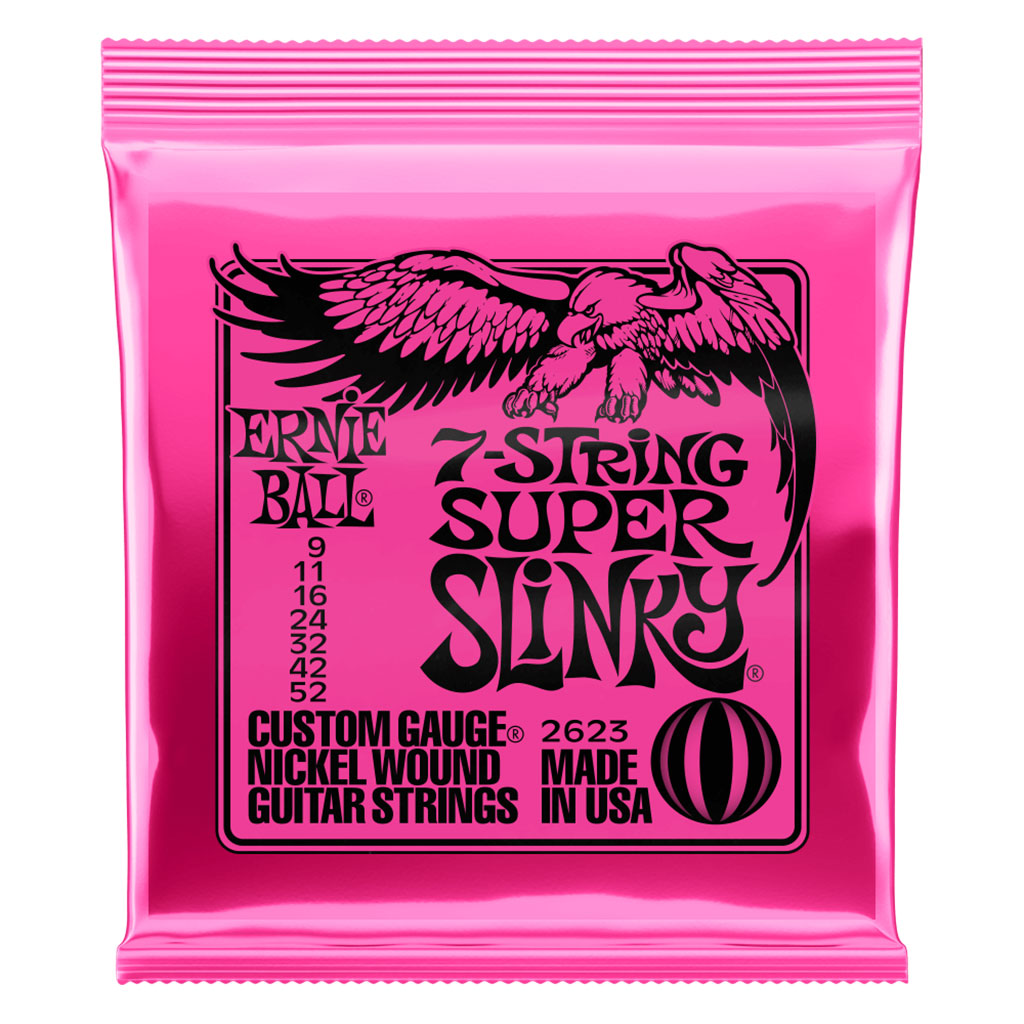 Ernie Ball Super Slinky 7 String Nickel Wound Electric Guitar Strings 9 52 Gauge Guitar Strings P02623