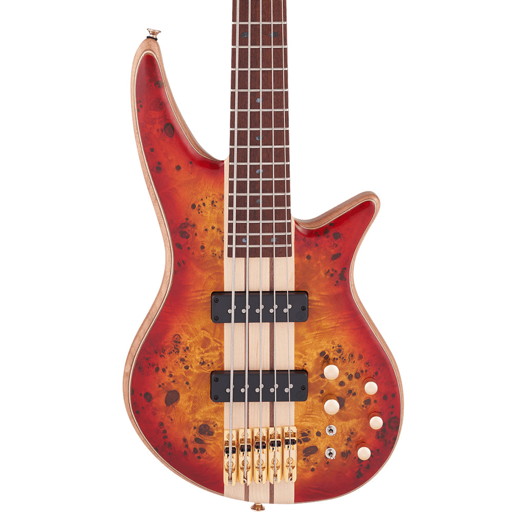 Jackson Pro Series Spectra Bass SBP V Caramelized Jatoba Fingerboard Transparent Cherry Burst