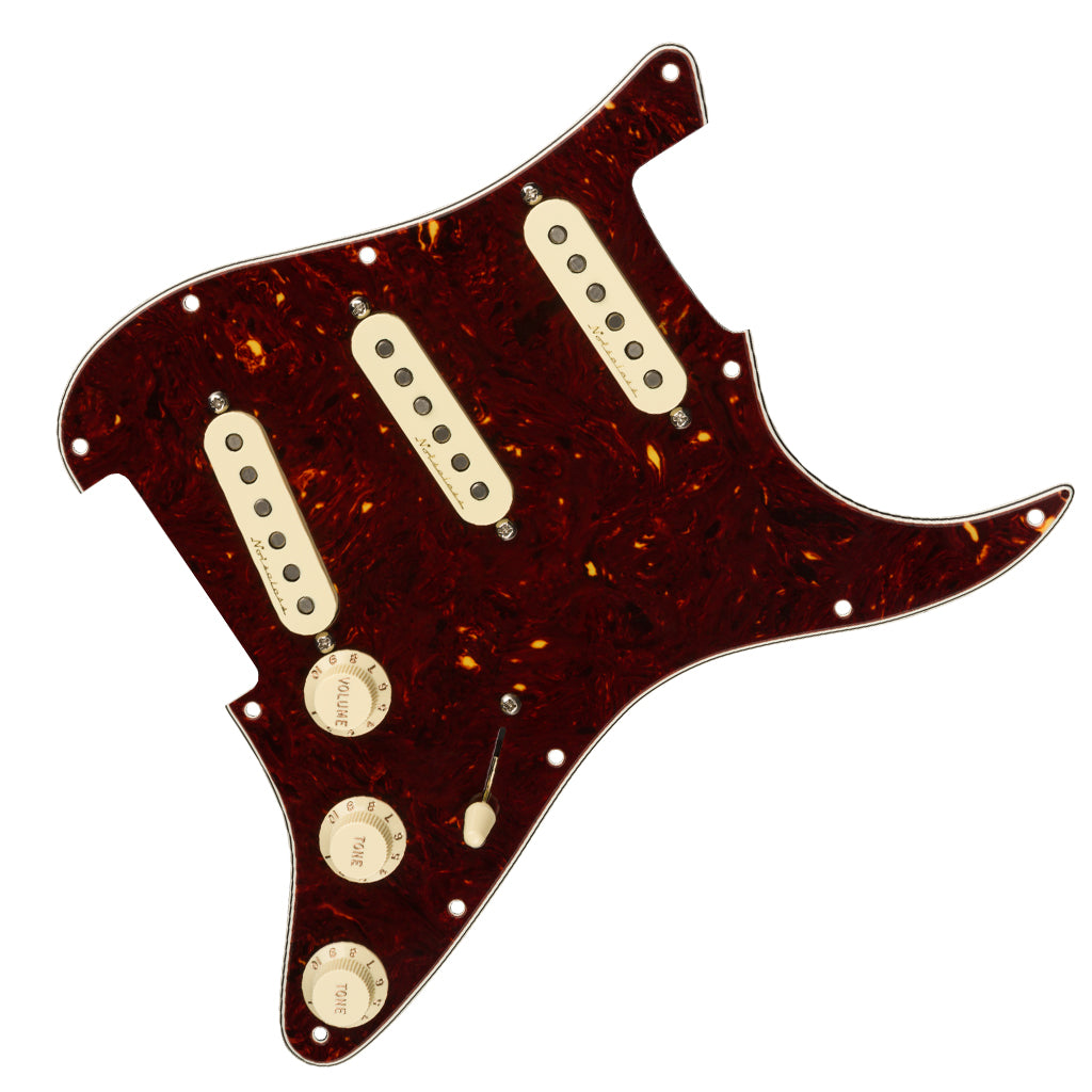 Fender Pre Wired Strat Pickguard Vintage Noiseless SSS Tortoise Shell 11 Hole PG