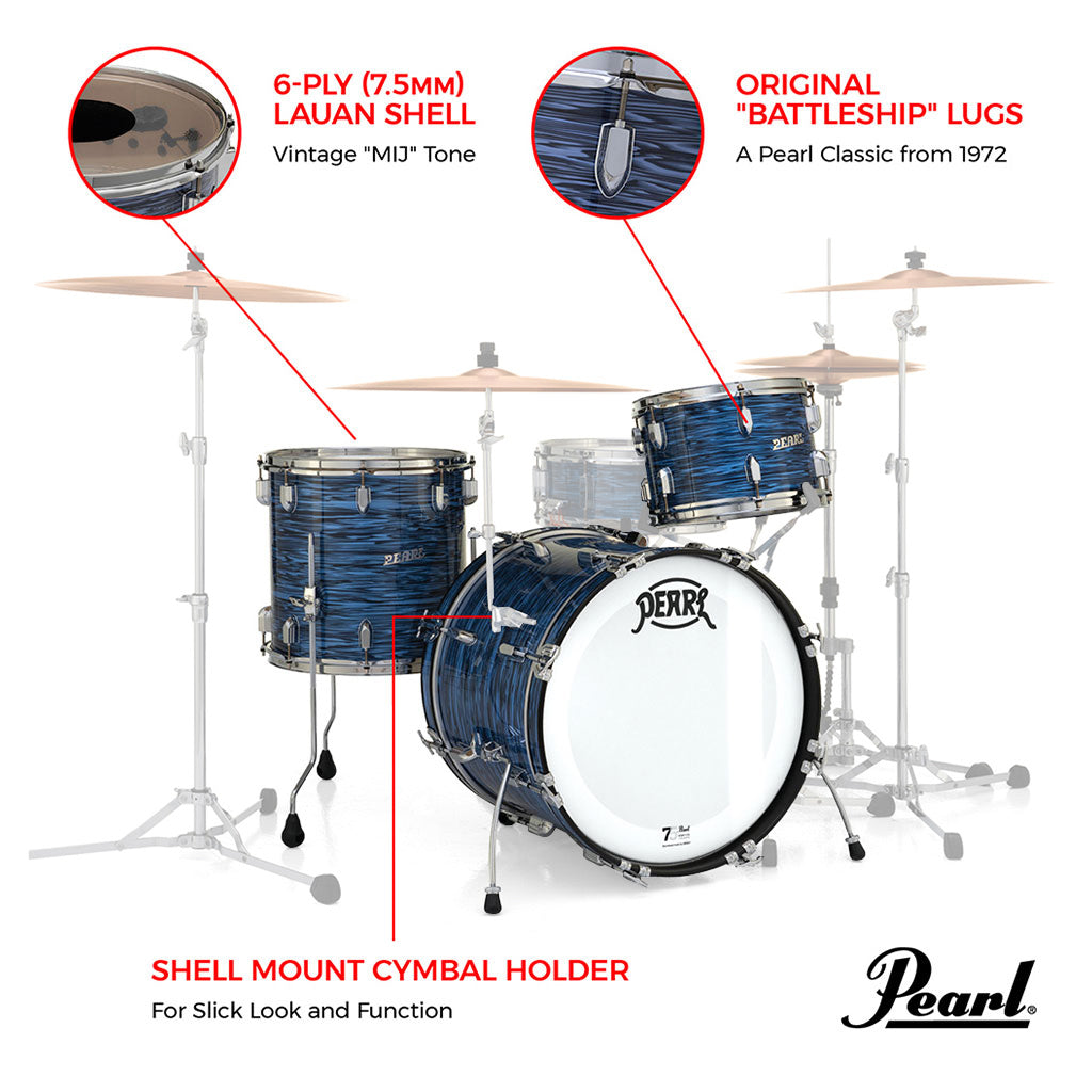 Pearl 75th Anniversary President Series Deluxe 22" 3-Piece Shell Pack Lauan - Ocean Ripple
