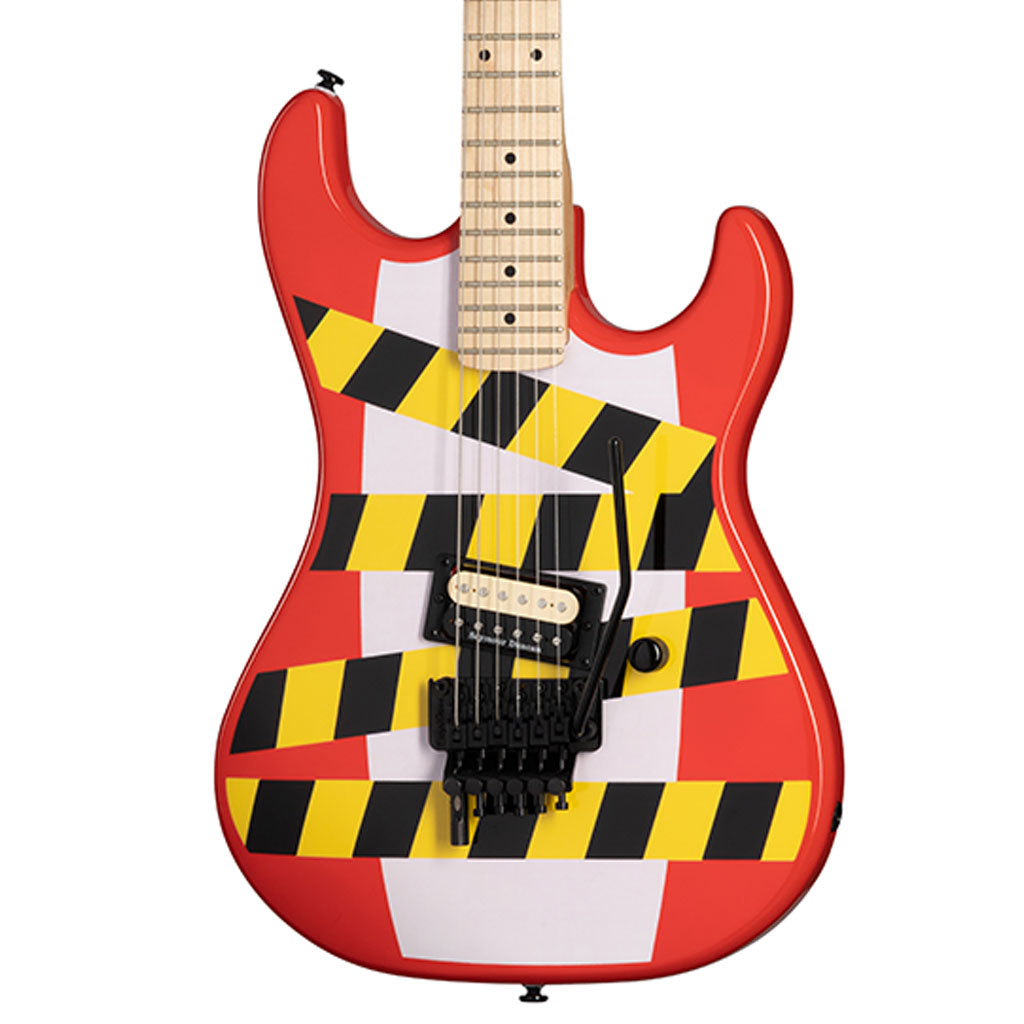 Kramer - Baretta - Custom Graphics - “Danger Zone” - Warning Tape on White Red-Sky Music