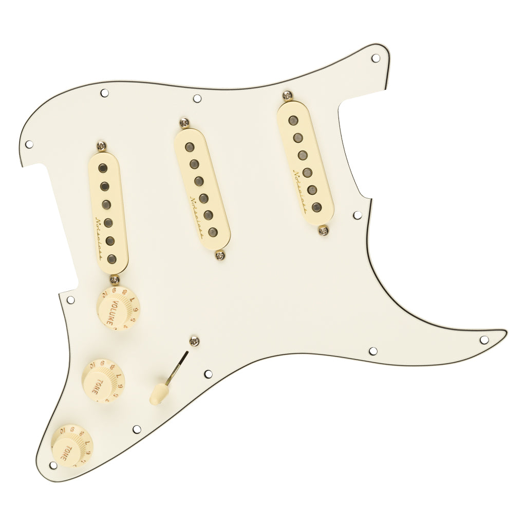 Fender Pre Wired Strat Pickguard Vintage Noiseless SSS Parchment 11