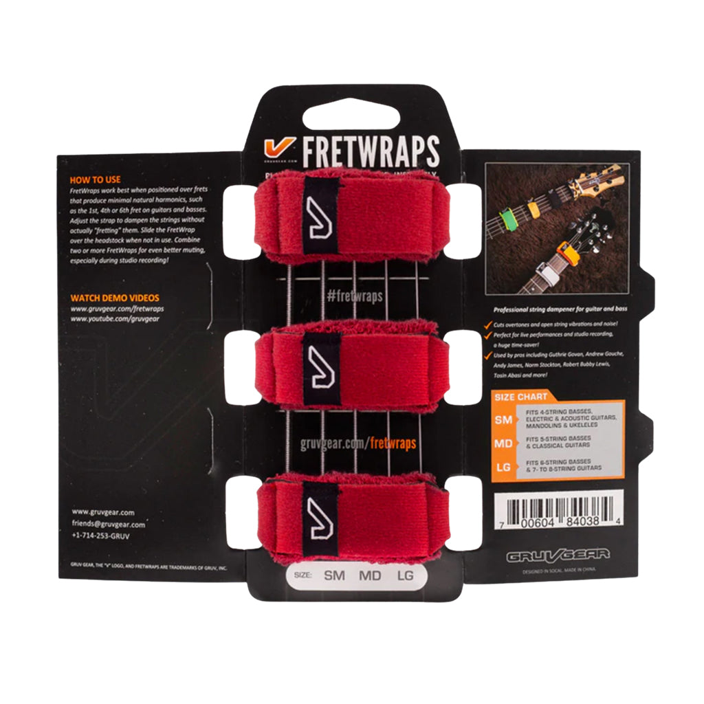 Gruv Gear Fretwraps 3 Pack - Red (Small)-Sky Music