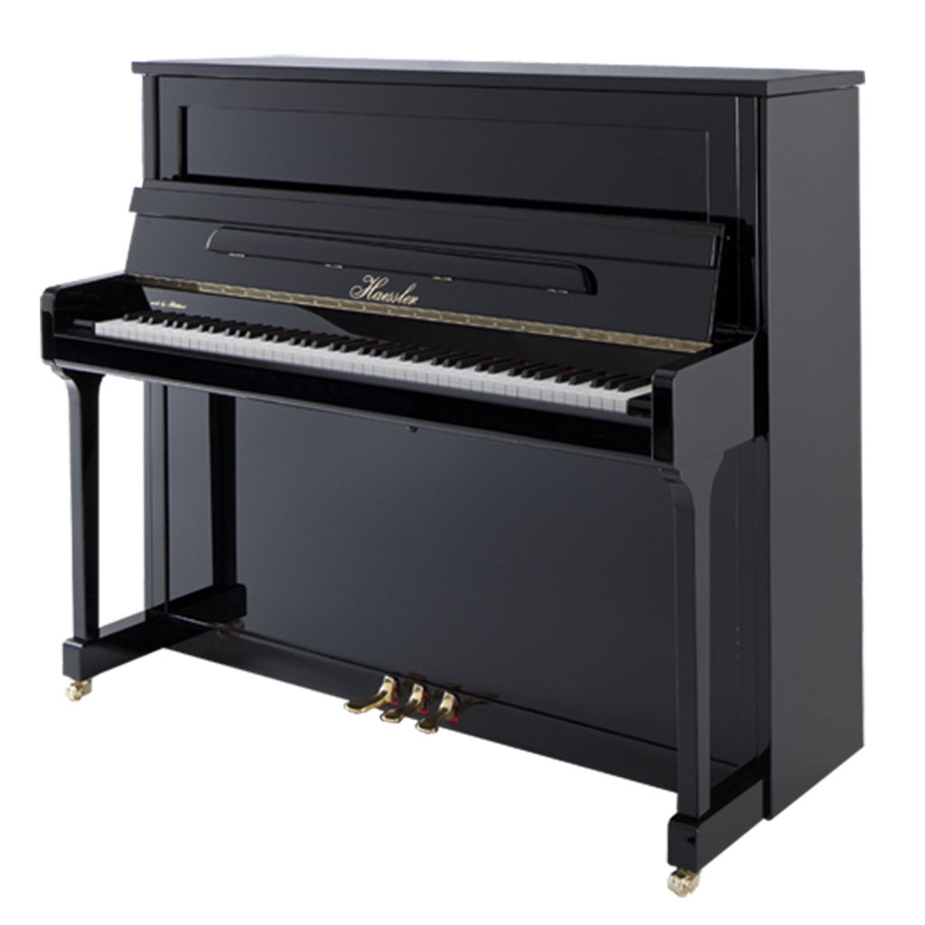 Haessler - H124 Upright Piano - Ebony Polish-Sky Music