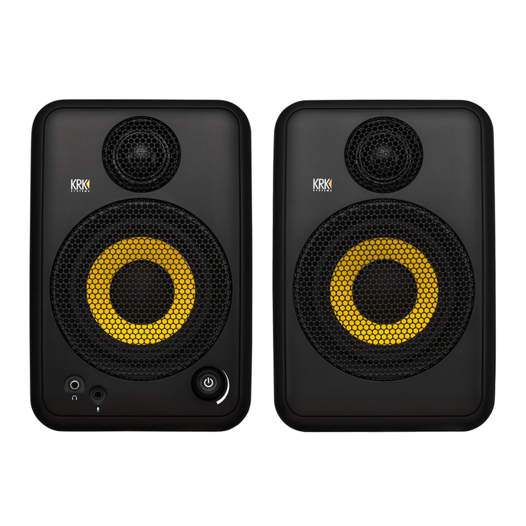 KRK GOAUX4 Portable Studio Monitors 2 Way 4" Bi-amped Class D Power with measurement microphone