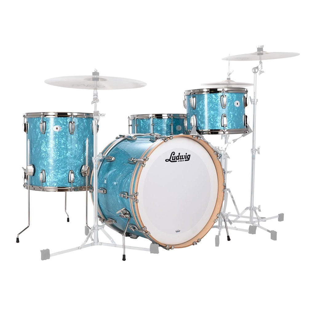Ludwig - Classic Maple 22" - 4-Piece FAB Shell Pack - Glacier Blue Pearl - Nickel Hardware