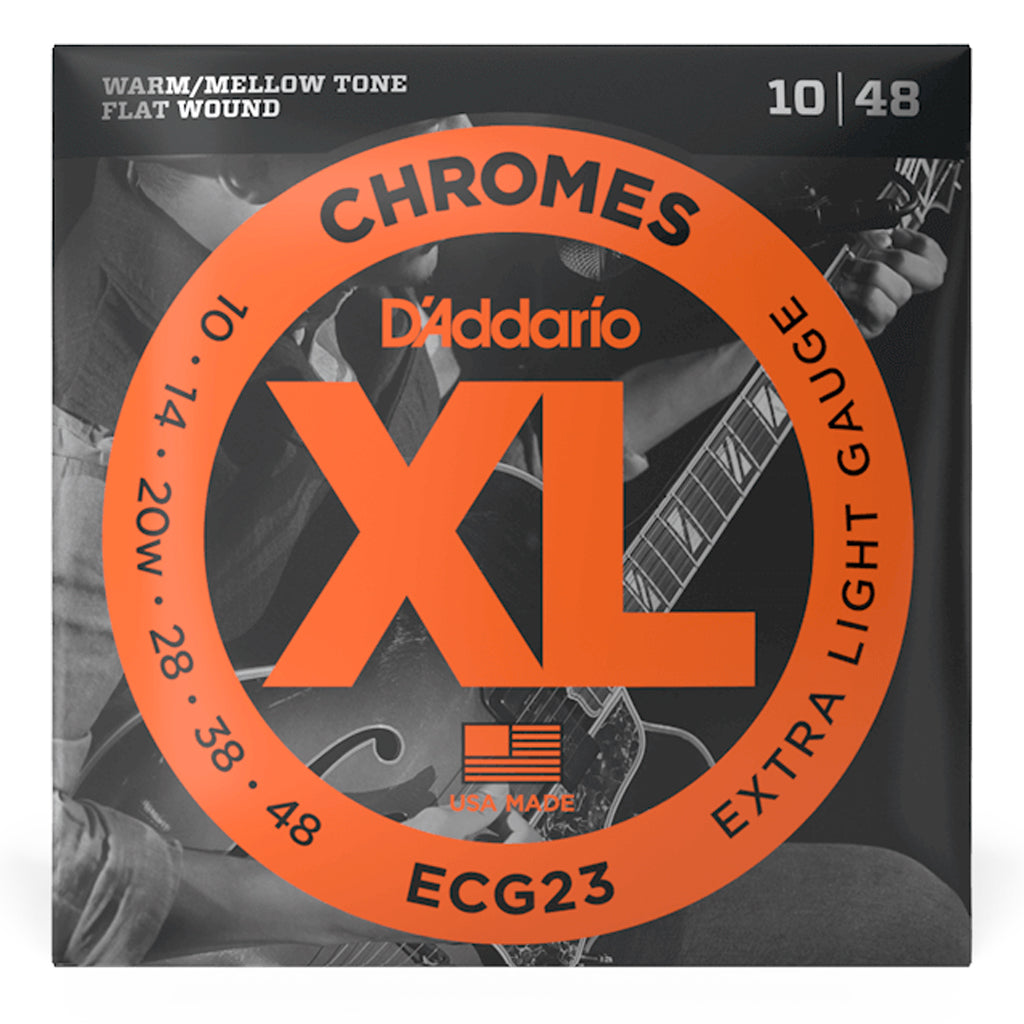 D&#39;Addario - ECG23 Chromes Flatwound Electric Strings -.010-.048 Extra Light