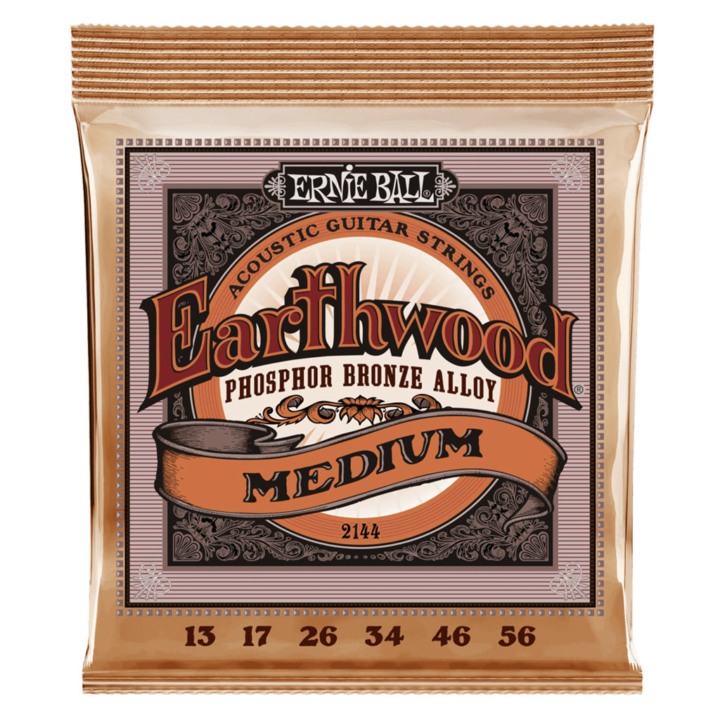 Ernie Ball E2144 Earthwood Phosphor Bronze Medium 13 56 Acoustic Guitar Strings Guitar Strings P02144