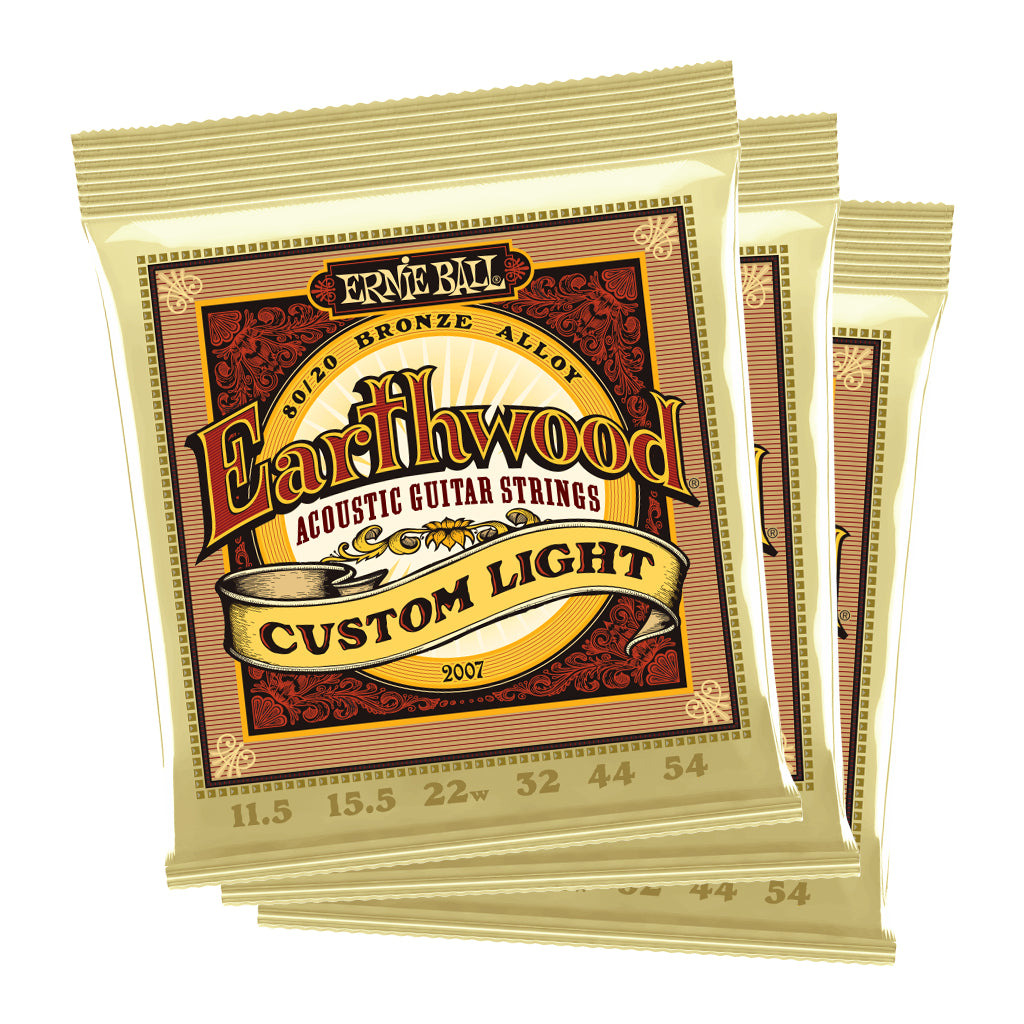 Ernie Ball Earthwood Custom Light 8020 Bronze 11.5 54 Acoustic Guitar Strings 3 Pack