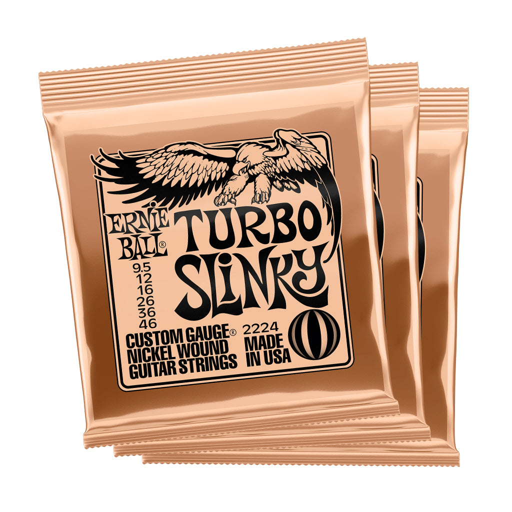 Ernie Ball Turbo Slinky Nickel Wound 9.5 46 Electric Guitar Strings 3 Pack
