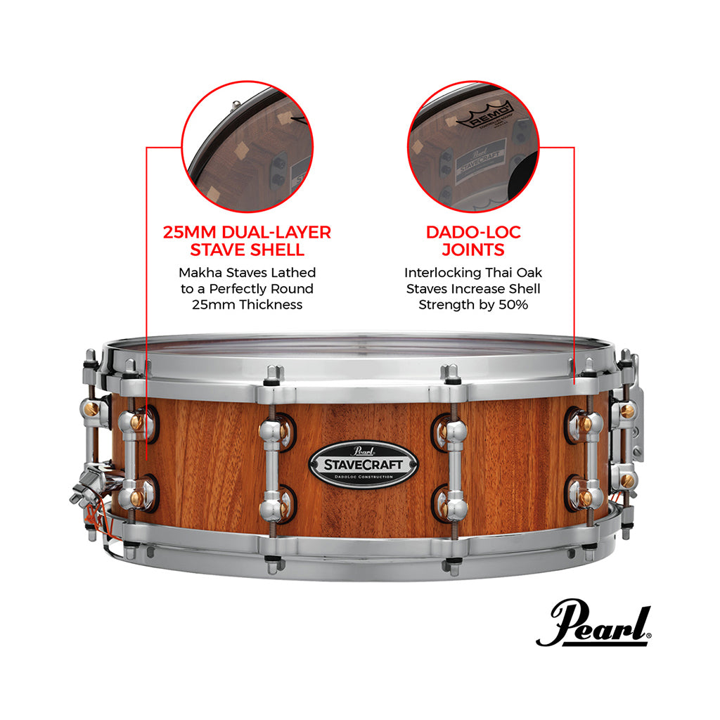 Pearl - 14"x5" StaveCraft Makha with Thai Oak DadoLoc - Snare Drum