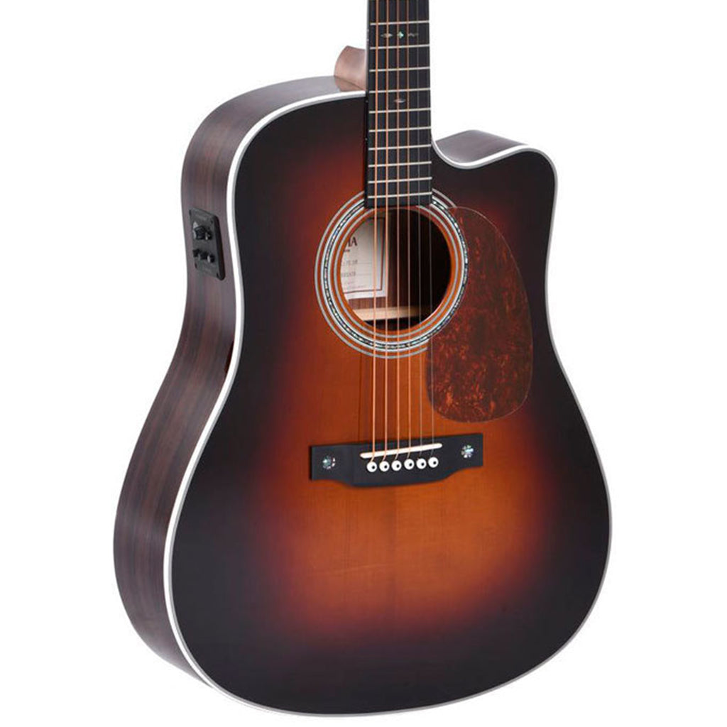Sigma DTC 1E SB Acoustic Guitar w Solid Spruce Top Cutaway & Pickup Sunburst