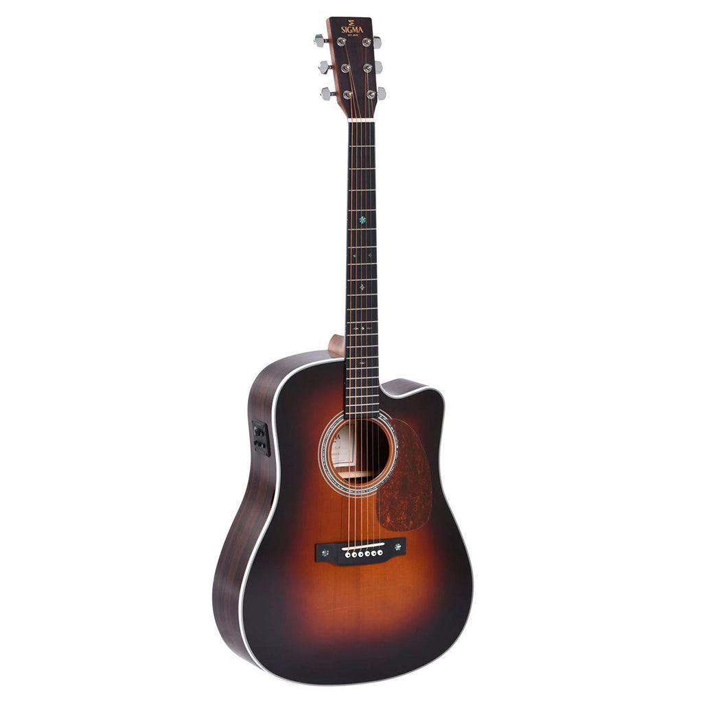 Sigma DTC 1E SB Acoustic Guitar w Solid Spruce Top Cutaway & Pickup Sunburst