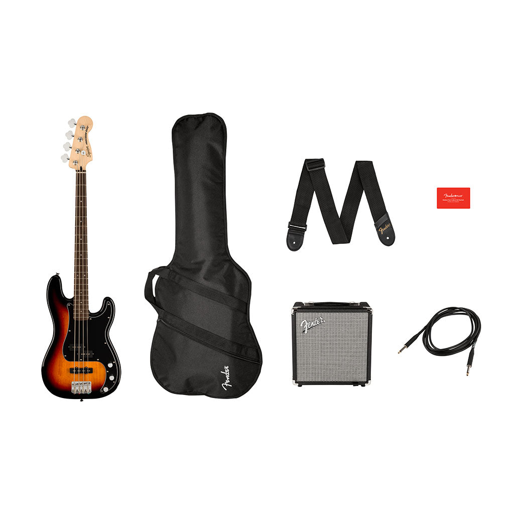 Squier Affinity Series Precision Bass PJ Pack Laurel Fingerboard 3 Color Sunburst Gig Bag Rumble 15 240V AU