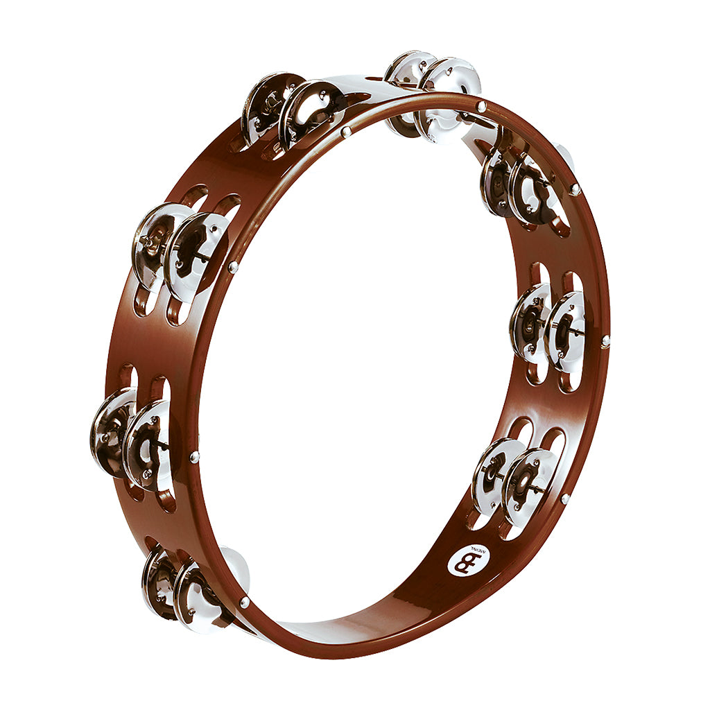 Meinl Traditional Wood Tambourine, Steel Jingles: 2 Rows, African Brown-Sky Music