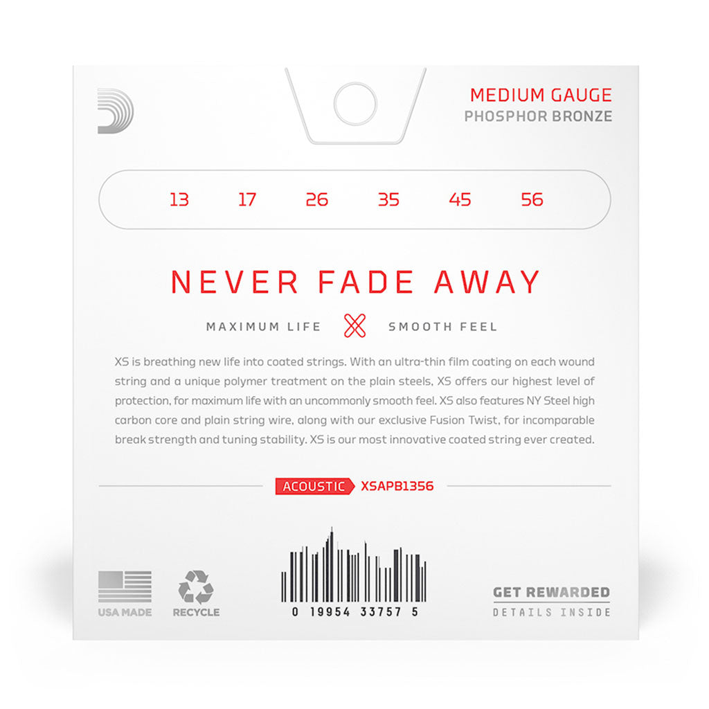 D'Addario - XS Phosphor Bronze - Acoustic Guitar Strings - 13-56