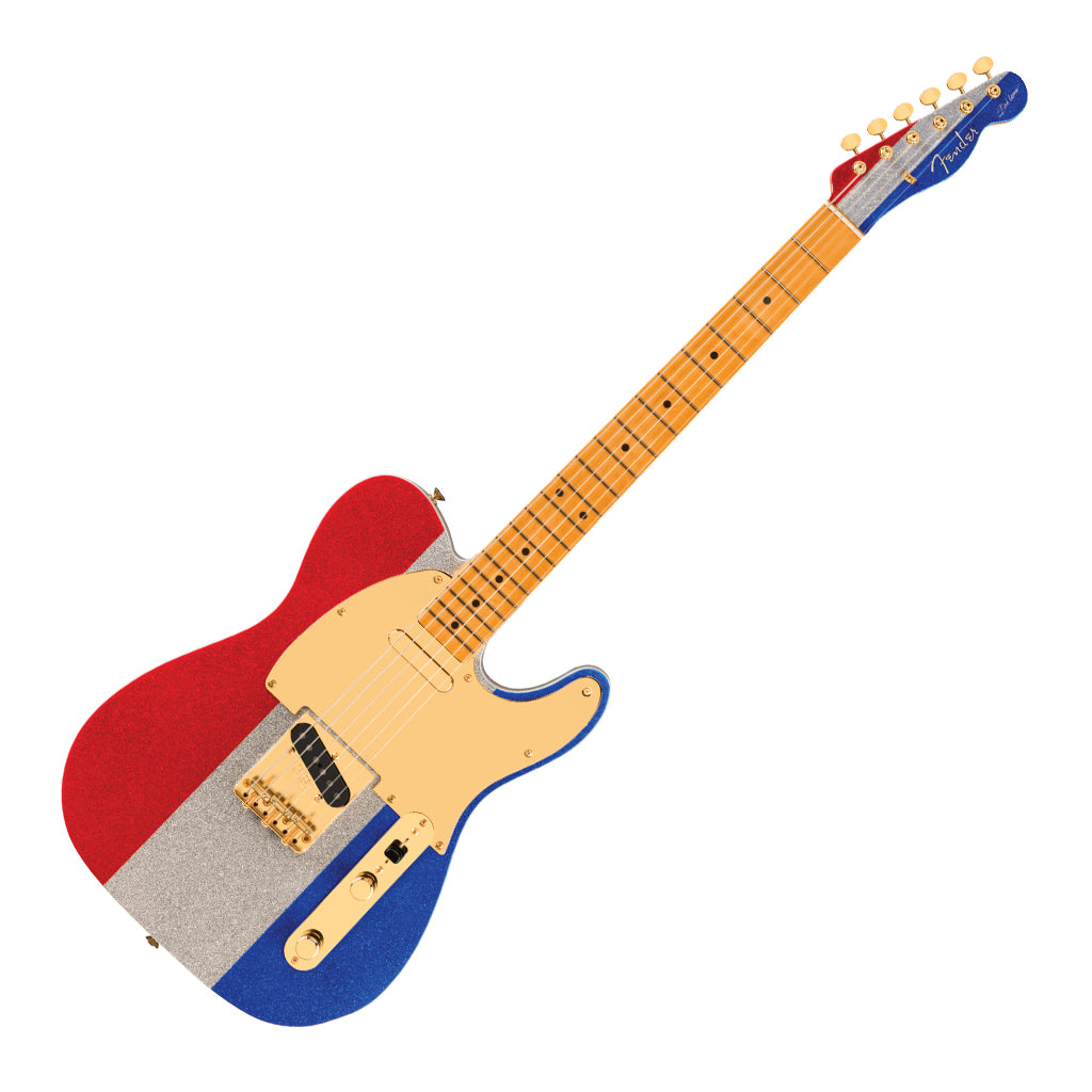 Fender Limited Edition Buck Owens Telecaster with Maple Fingerboard Red Silver and Blue Sparkle