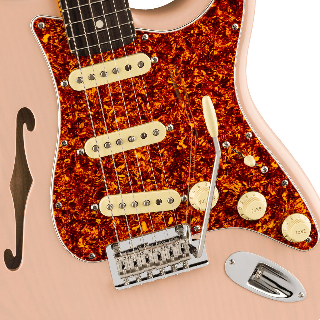 Fender - Limited Edition American Professional II Stratocaster® Thinline - Rosewood Fingerboard Transparent Shell Pink