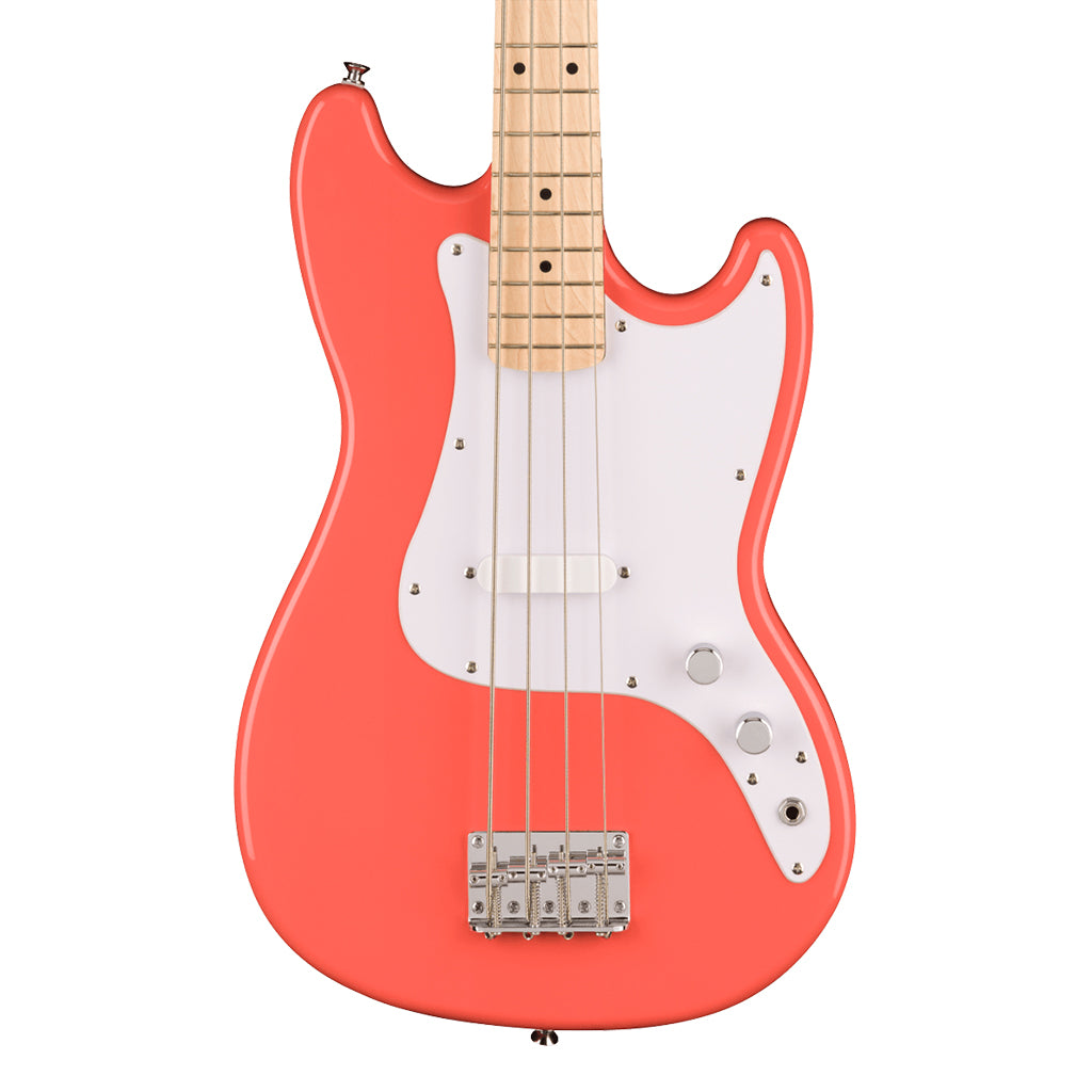 Squier Sonic™ Bronco™ Bass - Maple Fingerboard - White Pickguard - Tahitian Coral