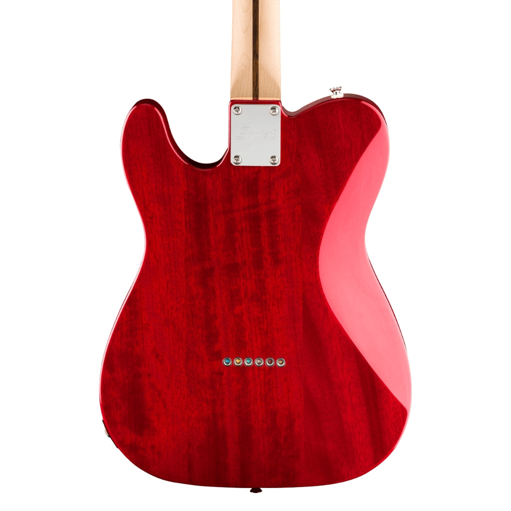 Squier - Affinity Series Telecaster SH Flame Maple Top and Laurel Fingerboard with White Pickguard - Crimson Red Transparent