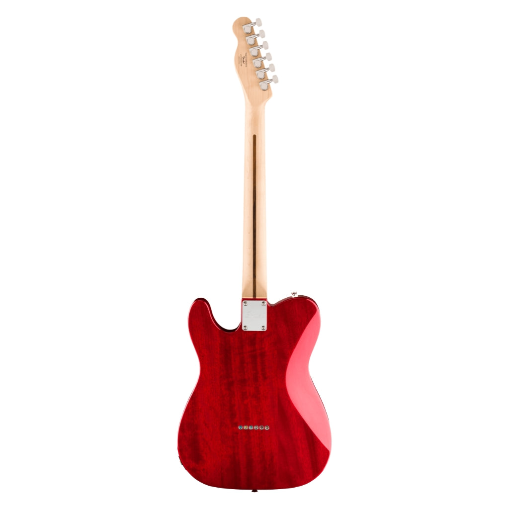 Squier - Affinity Series Telecaster SH Flame Maple Top and Laurel Fingerboard with White Pickguard - Crimson Red Transparent