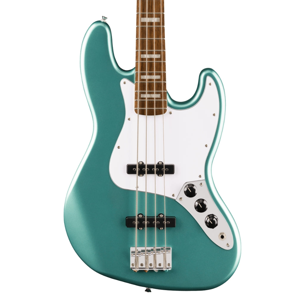 Squier - Affinity Series Active Jazz Bass with Laurel Fingerboard and White Pickguard - Mystic Sea Foam Green