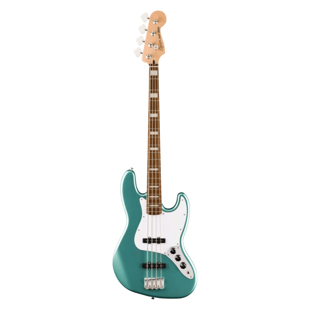 Squier - Affinity Series Active Jazz Bass with Laurel Fingerboard and White Pickguard - Mystic Sea Foam Green